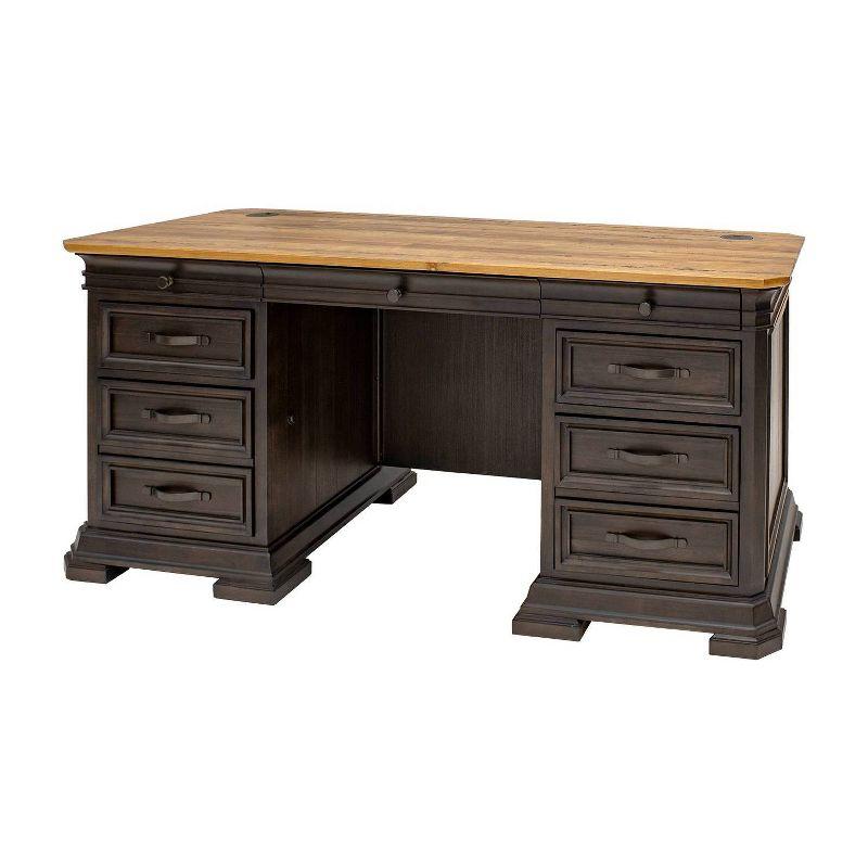 Sonoma Double Pedestal Desk Brown - Martin Furniture: Antique Bronze Hardware, Wood Veneer, No Assembly Required
