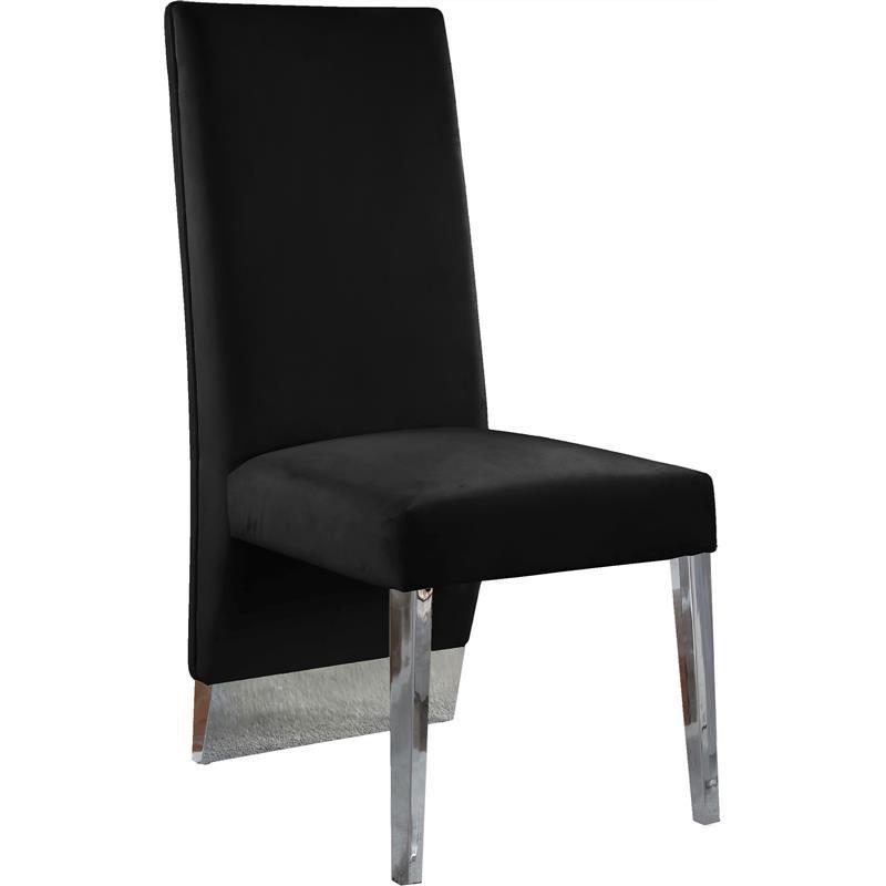 Porsha 19"H Velvet Dining Chair in Black (Set of 2)-Meridian Furniture