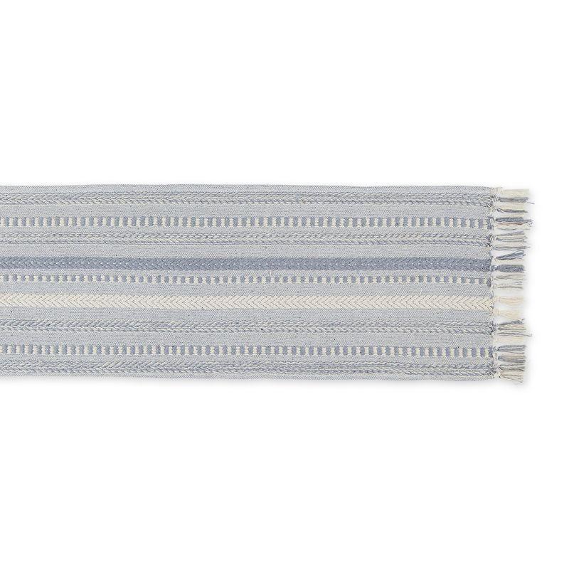 Design Imports  Braided Stripe Jacquard Fringe Table Runner, 15X72", Cool Gray