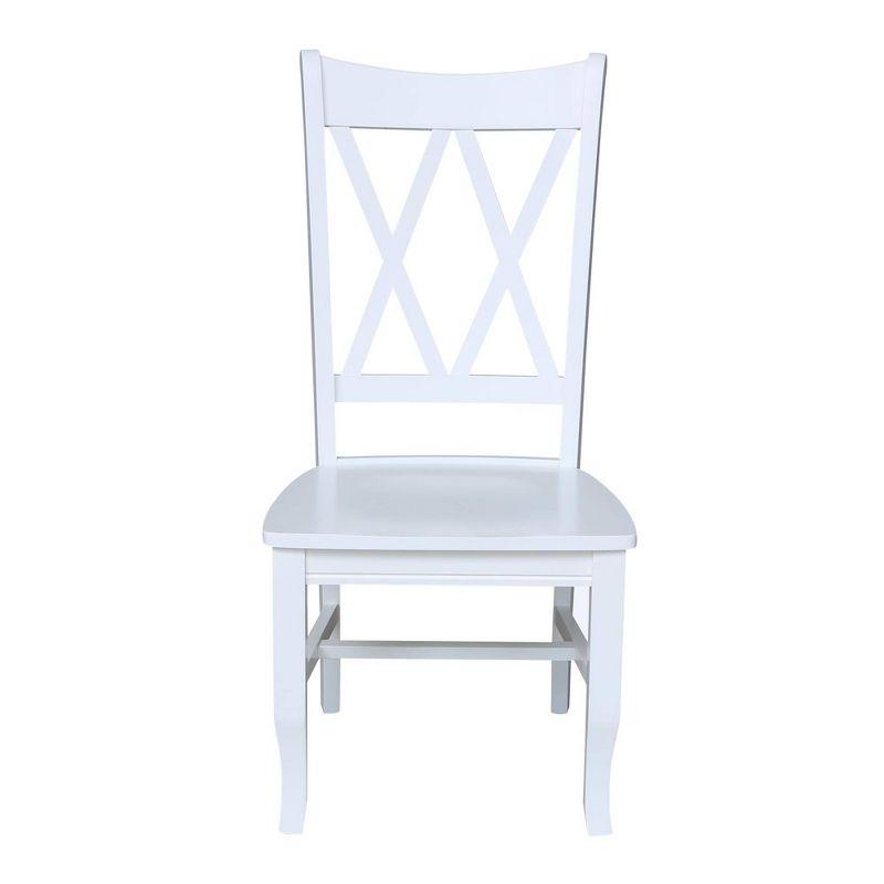 International Concepts Set of 2 Jeremy Double Dining Chairs White: Hardwood Frame, Modern Style, 250lb Capacity