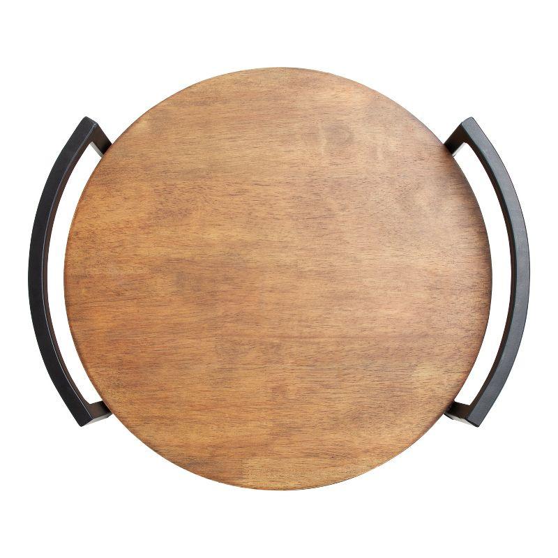 Kate and Laurel Ficher Tray, 15" Diameter, Rustic Brown and Black