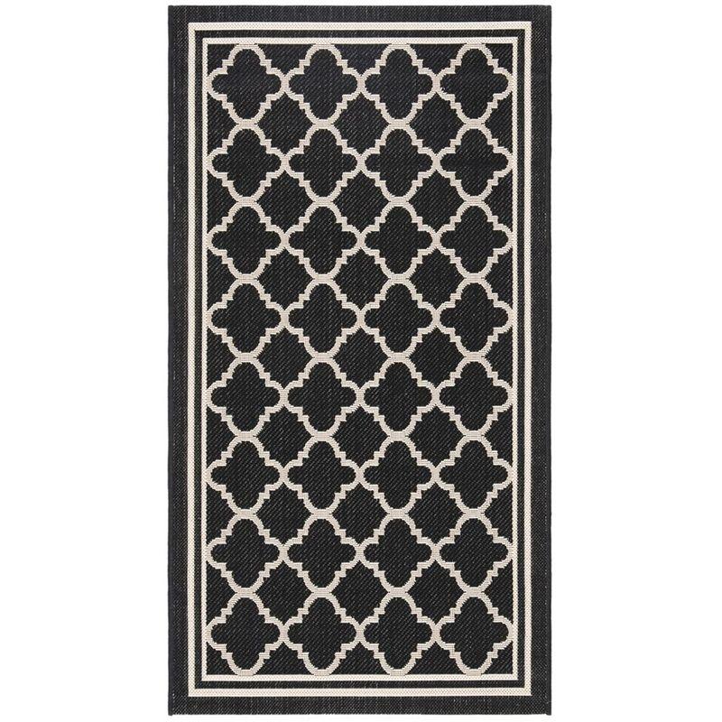 Courtyard CY6918 Power Loomed Indoor/Outdoor Accent Rug - Black/Beige - 2'7"x5' - Safavieh.