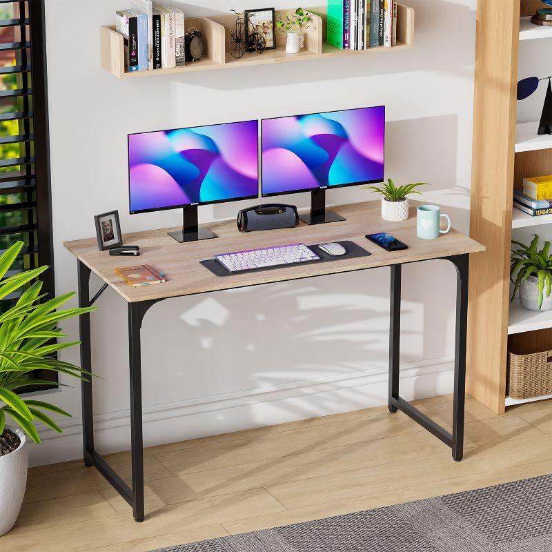 FDW Computer Desk 47 inch Length Study Writing Table, Adjustable feet, Modern Furniture for Home Office, Nature
