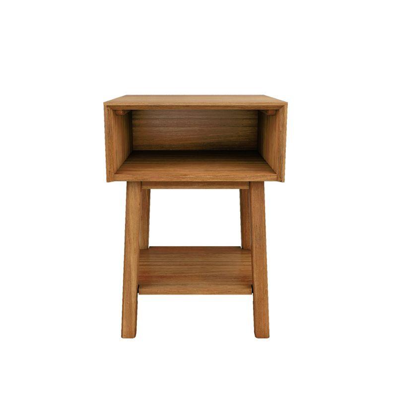 Plank+Beam Mid - Century Modern Nightstand with Cubby Shelf, Solid Wood Bedside Table for Bedroom