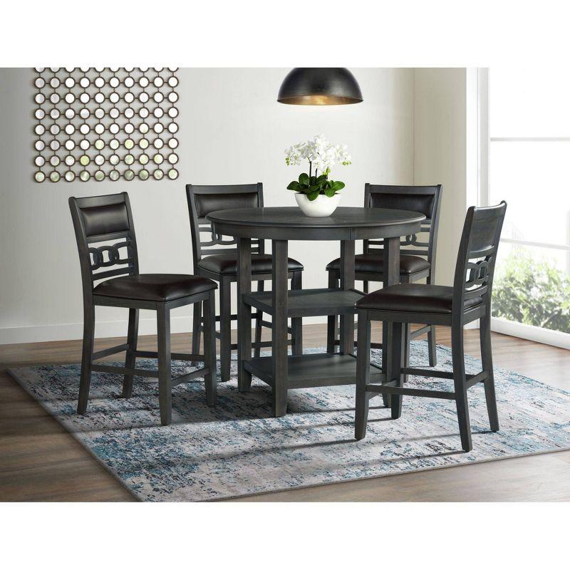 Gray Counter Height Dining Set with Faux Leather Upholstered Chairs