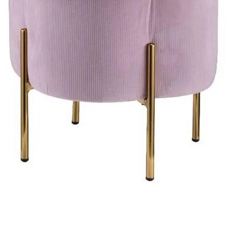 17" Bergia Velvet Ottoman Blush Pink - Acme Furniture: Gold Metal Leg, Ribbed Upholstery, No Assembly Required