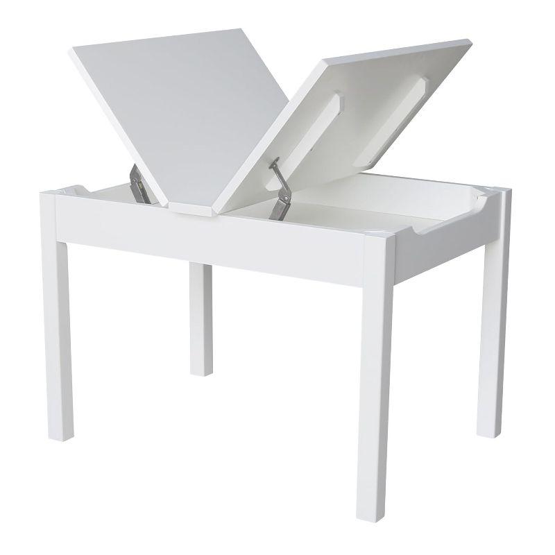 International Concepts Table With Lift Up Top For Storage, White