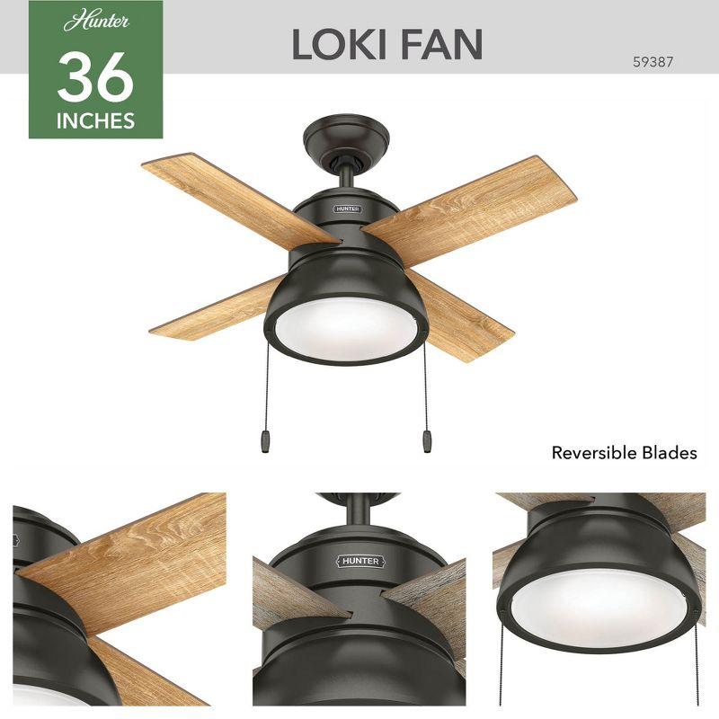 36'' Loki 4 - Blade Standard Ceiling Fan with Pull Chain and Light Kit Included