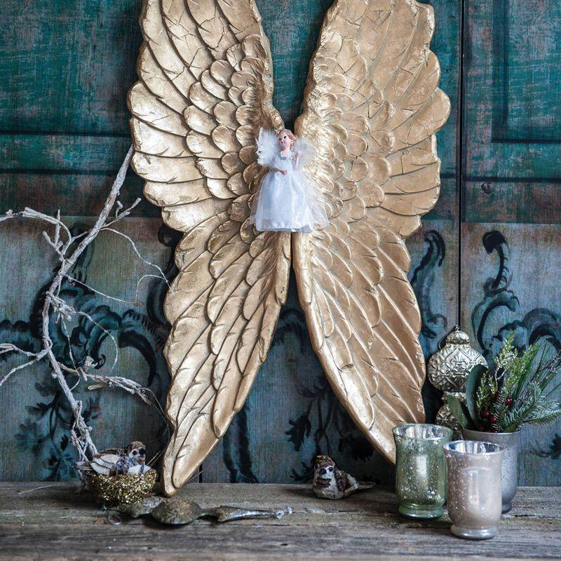 Set of 2 Soar Angel Wings Wall Arts Natural - A&B Home: Transitional Style, MDF, Vertical Orientation, Mixed Media, Includes Hardware