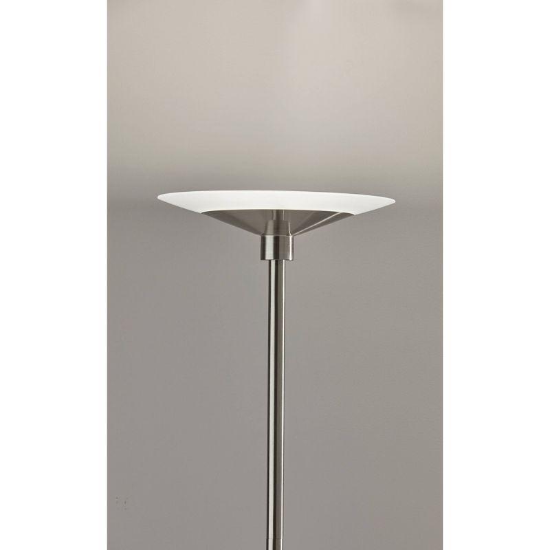 Adesso Solar Torchiere (Includes LED Light Bulb) Silver: Modern Touch Sensor, Dimmable Glass Shade, ETL Listed