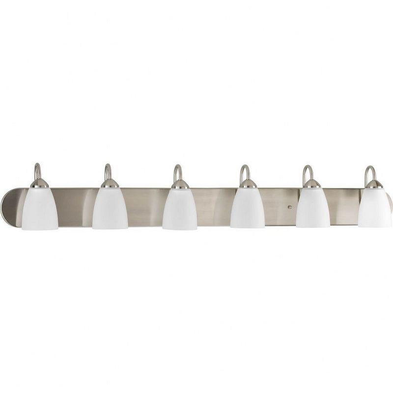 Progress Lighting Gather 6-Light Bath Bracket, Brushed Nickel, Etched Glass Shades