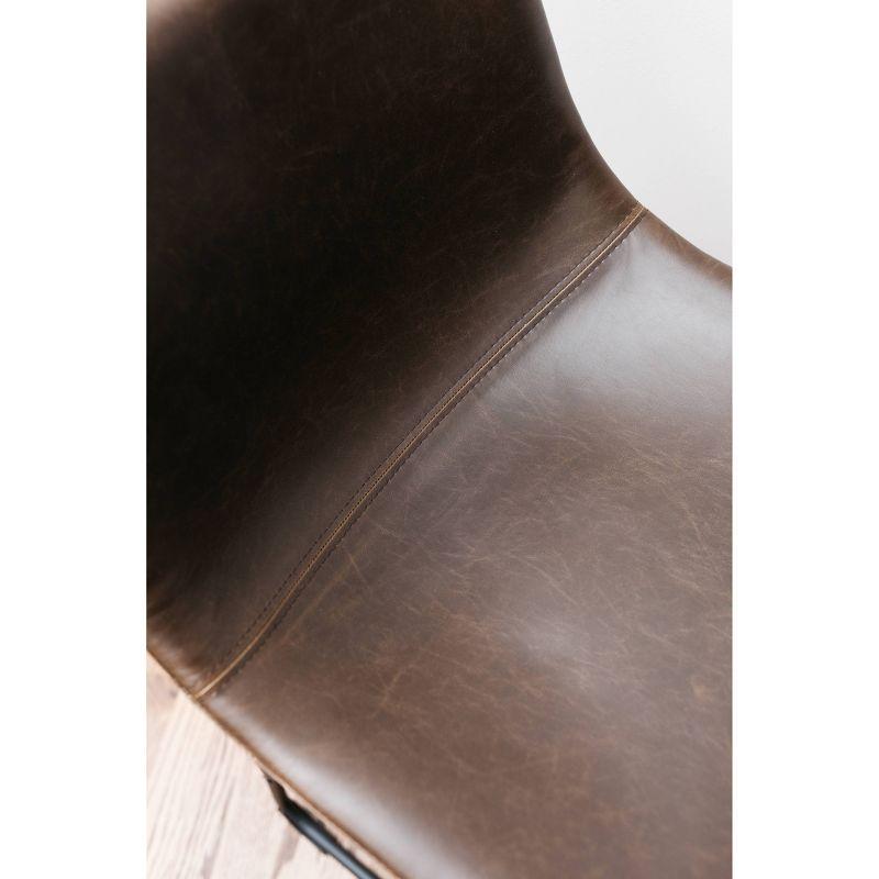 Benjara Tia Counter Height Chair Set Of 2, Brown Faux Leather, Bucket Seat (Set of 2)