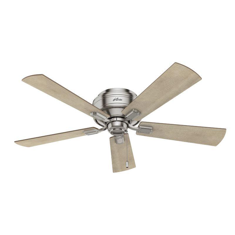52" Crestfield Low Profile Ceiling Fan (Includes LED Light Bulb) Brushed Nickel - Hunter Fan: 5-Blade, 3-Speed, Flush Mount, Reversible Motor