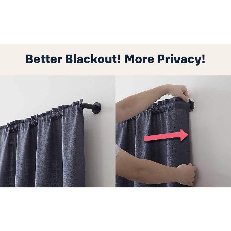 HLC.ME Wrap Around Darkening Adjustable Curtain Rod and Bracket Set for Heavier Drapes - Sturdy Pipe 1 in Diameter - Silver Gloss, 48" to 86" Inches