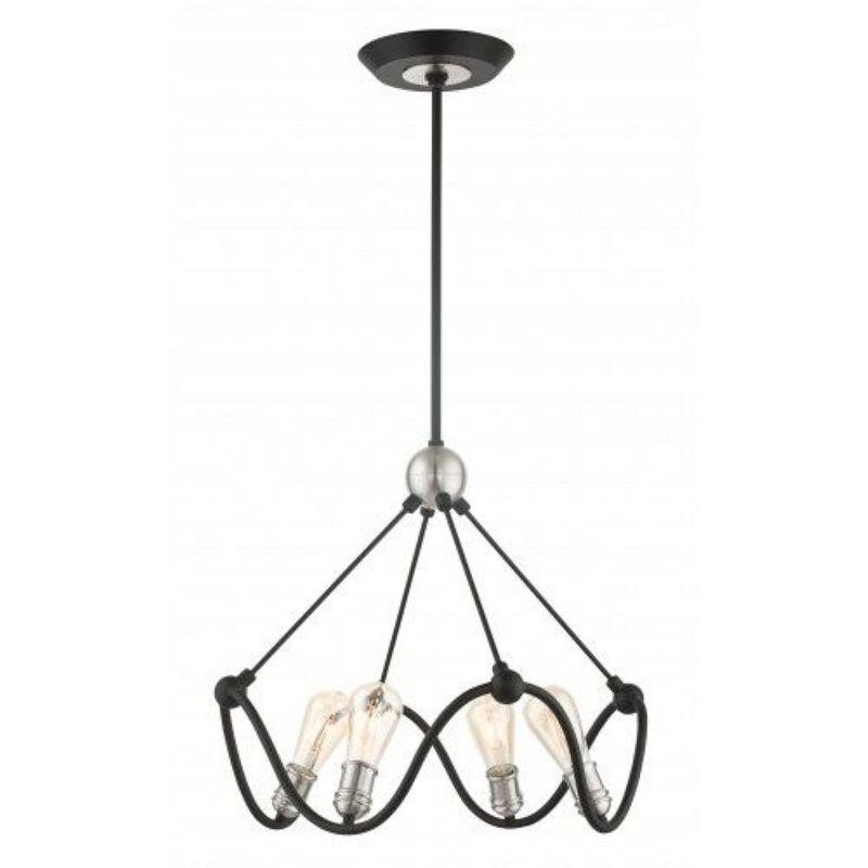 Livex Lighting Archer 4 - Light Chandelier in  Textured Black/Brushed Nickel