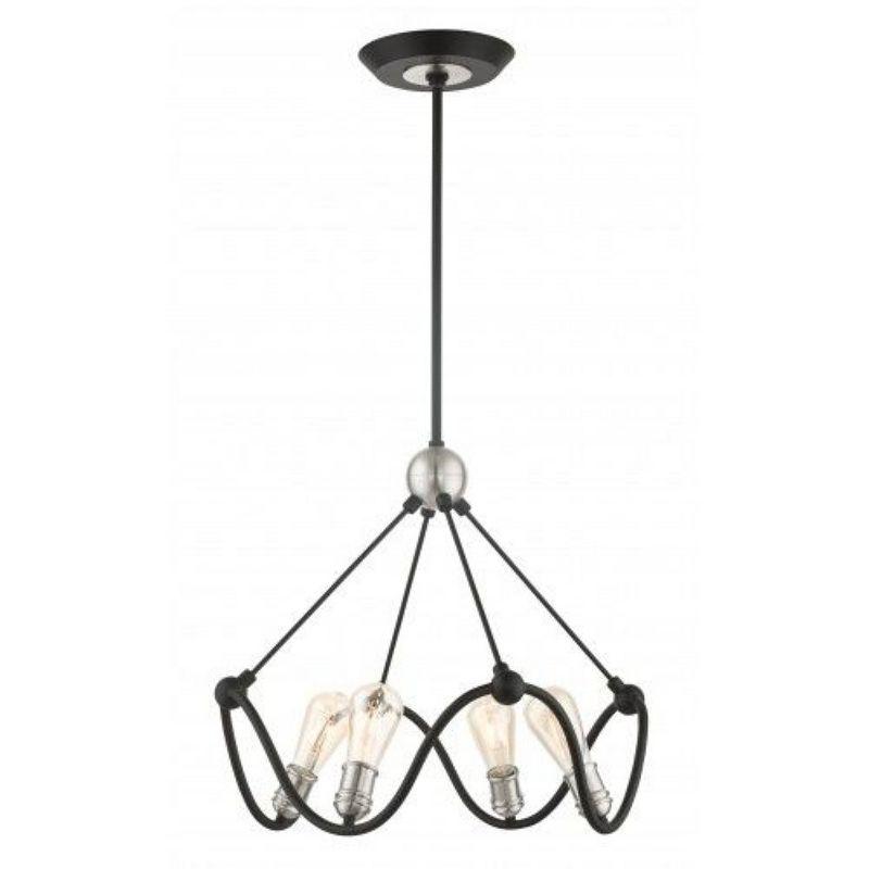 Archer Textured Black and Brushed Nickel 4-Light Mini Chandelier