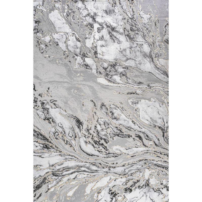 4'x6' Swirl Marbled Abstract Area Rug, Gray/Black - JONATHAN Y