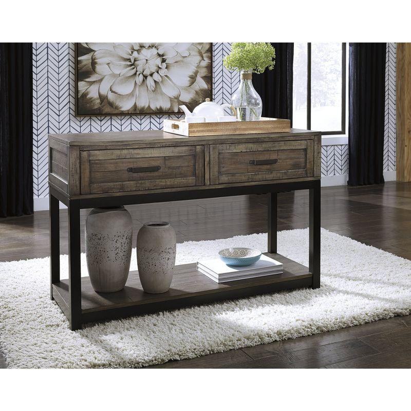 Signature Design by Ashley Johurst 2 Drawer Sofa/Console Table, Grayish Brown