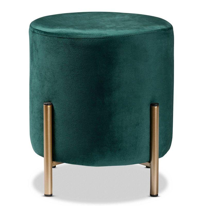 Thurman Velvet Metal Ottoman - Baxton Studio