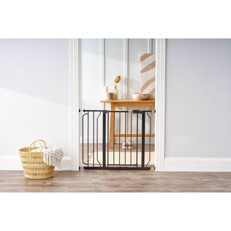 Black Metal Retractable Walk-Through Baby Gate