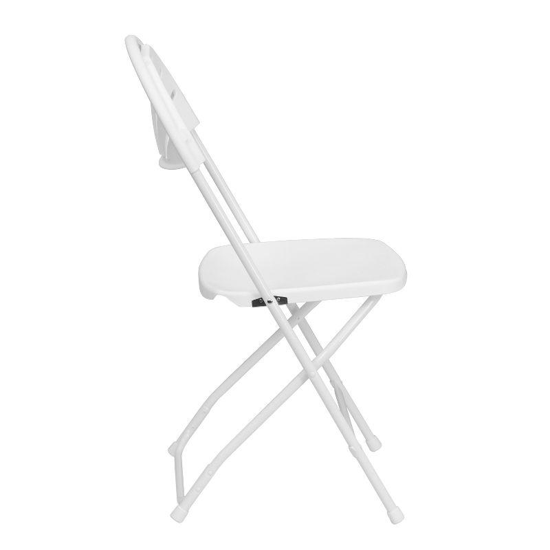 Emma and Oliver 2 Pack 650 lb. Capacity White Plastic Fan Back Folding Chair