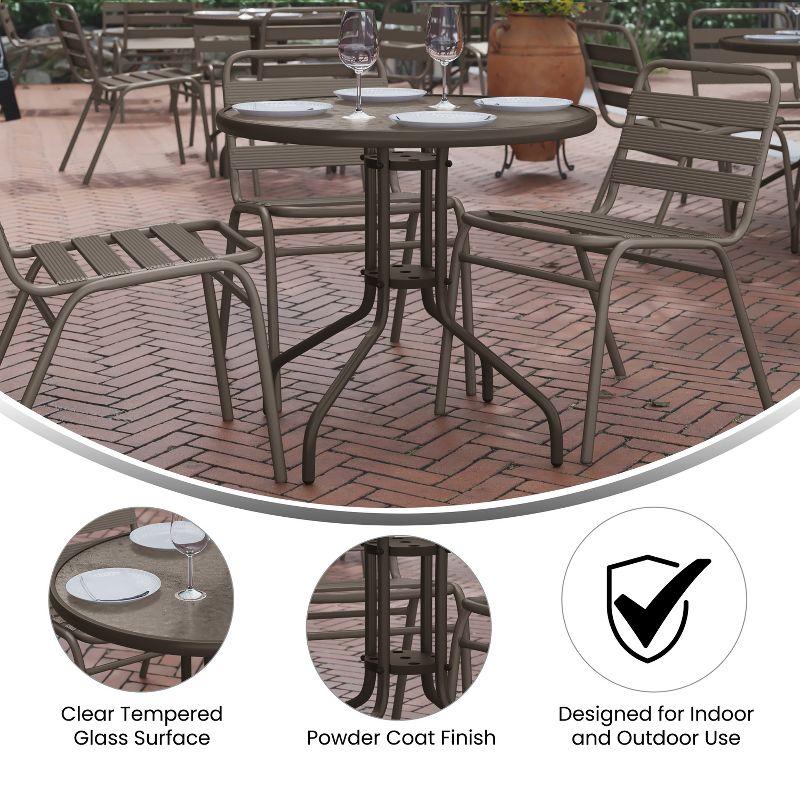 Flash Furniture Bellamy 31.5'' Bronze Round Tempered Glass Metal Table