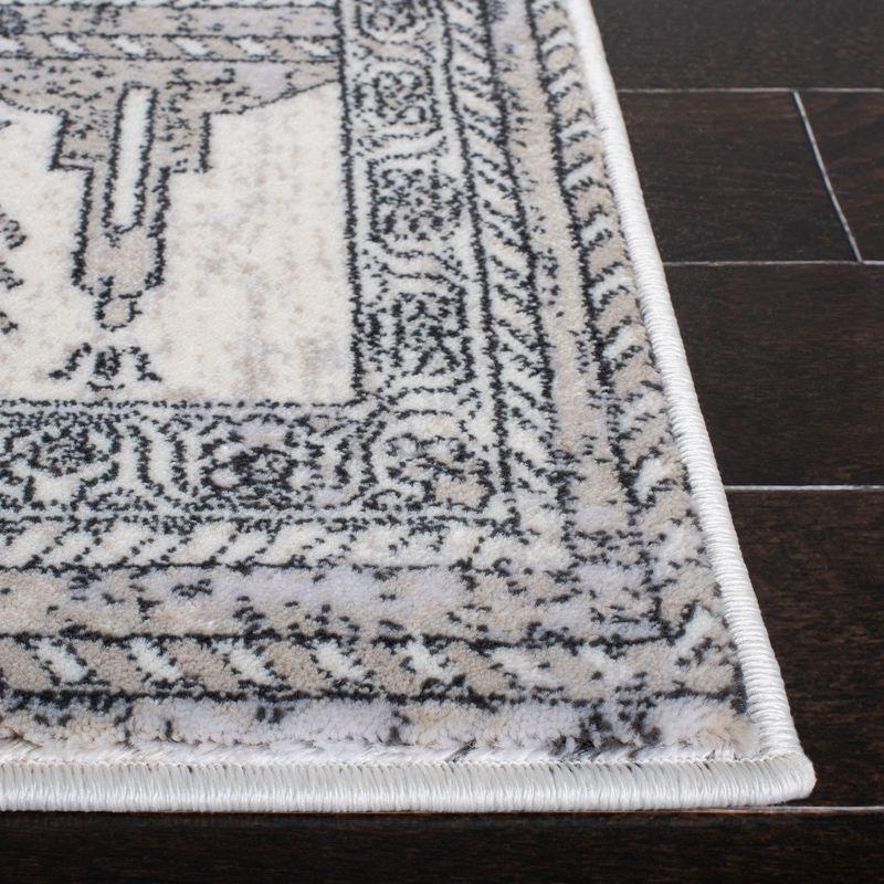 Ivory and Gray Synthetic Non-Slip Area Rug 8' x 10'