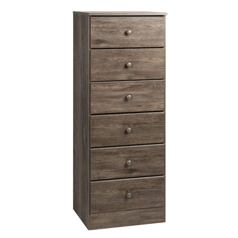 Astrid 6 Drawer Tall Chest Drifted Gray - Prepac: Space-Saving Storage for Small Rooms