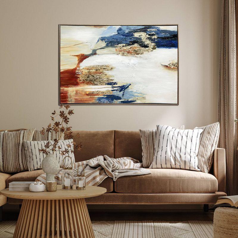 Sienna Twilight Abstract Hand-Painted Canvas Wall Art with Gold Frame