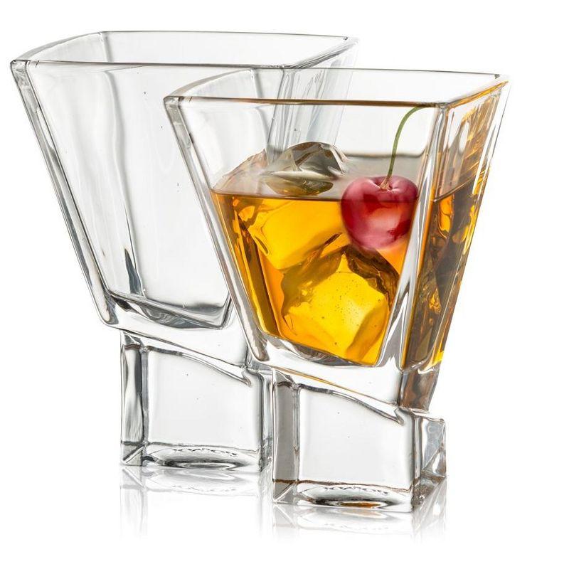 JoyJolt Carre Collection Cocktail Glasses - Set of 4 Square Heavy Base Martini Glass Set - 8-Ounce
