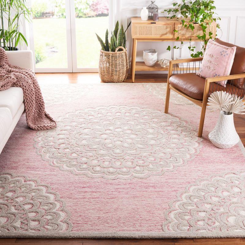 Elegant Ivory Floral Hand-Tufted Wool Area Rug, 8' x 10'