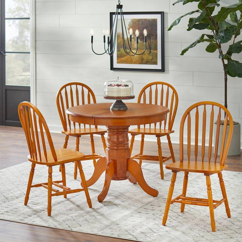 Brown Rubberwood Farmhouse Dining Set with Oval Table and 4 Chairs