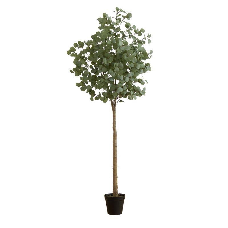 7-Foot Artificial Eucalyptus Tree in Black Plastic Pot