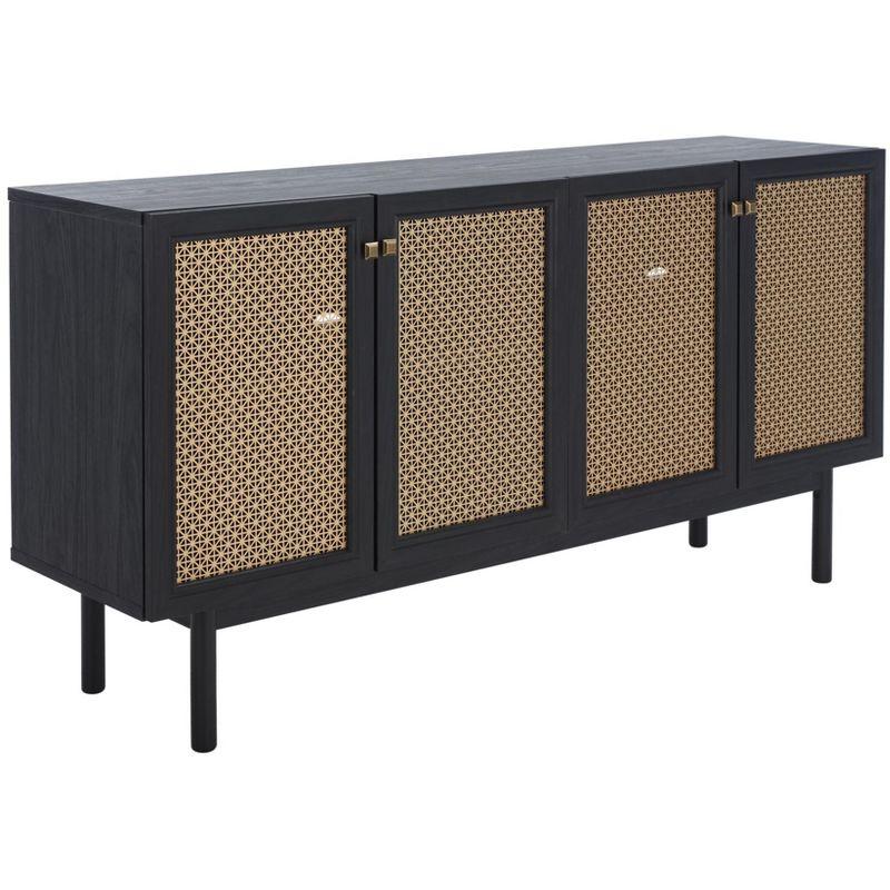 Piran 4 Door 2 Shelf Media Stand - MED9611 - Black/Gold - Safavieh