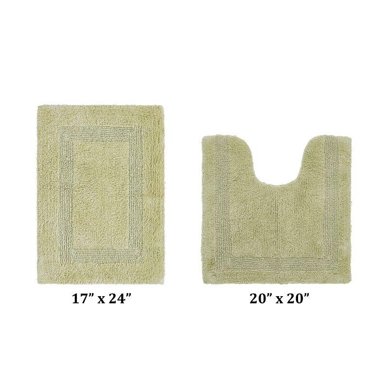 Better Trends Lux 100% Cotton Tufted Solid Reversible Bath Rug Set 2 PC (17" x 24" | 20" x 20") - Sage
