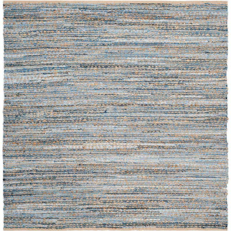 Cape Cod Blue and Natural Square Wool Area Rug