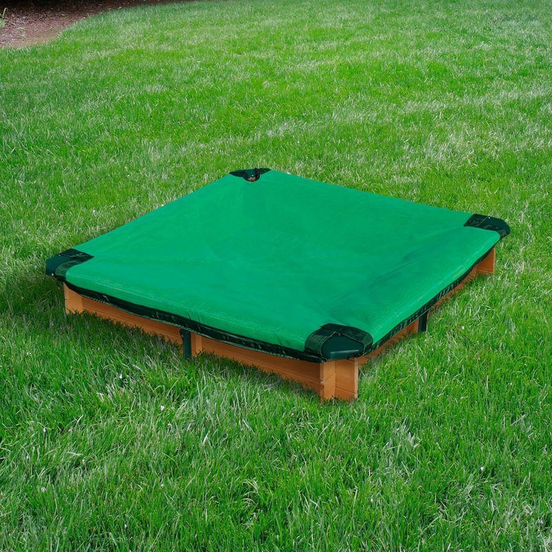 Cedar Wood Square Sandbox with Green Cover