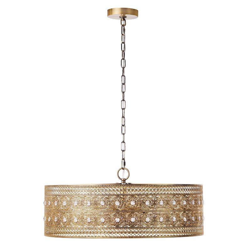 23.5" 3-Light Bryar Chandelier Brass/Crystal - River of Goods: UL Listed, Adjustable Height, Metal & Crystal Drum