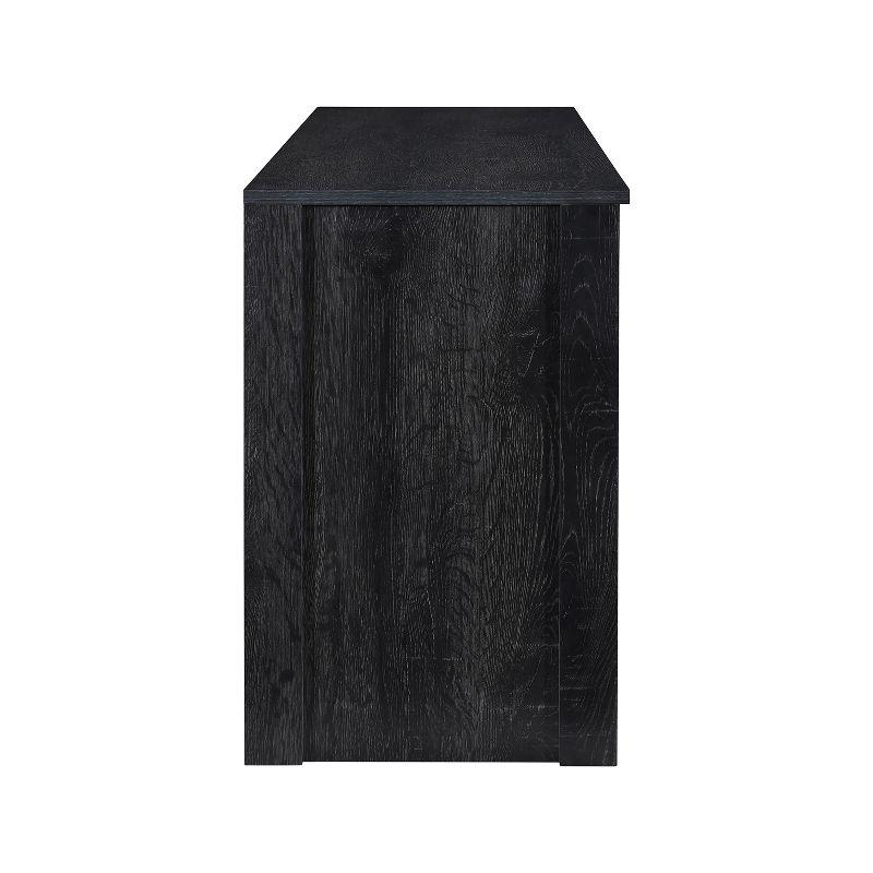AndMakers 65 in. Modern Black Oak TV Stand For TVs Up To 62" With 6 Open Shelves, Modern Entertainment Center With Storage, TV Console Table