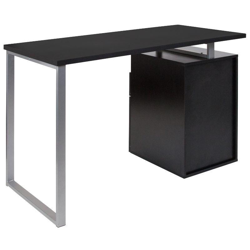 Harwood Dark Ash 51" Computer Desk with Silver Metal Frame and Drawers