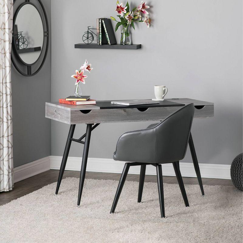 Dome Swivel Office/Dining/Guest Accent Chair with Arms Blended Leather Smoke Gray - Studio Designs Home: Metal Frame, Bonded Leather Upholstery