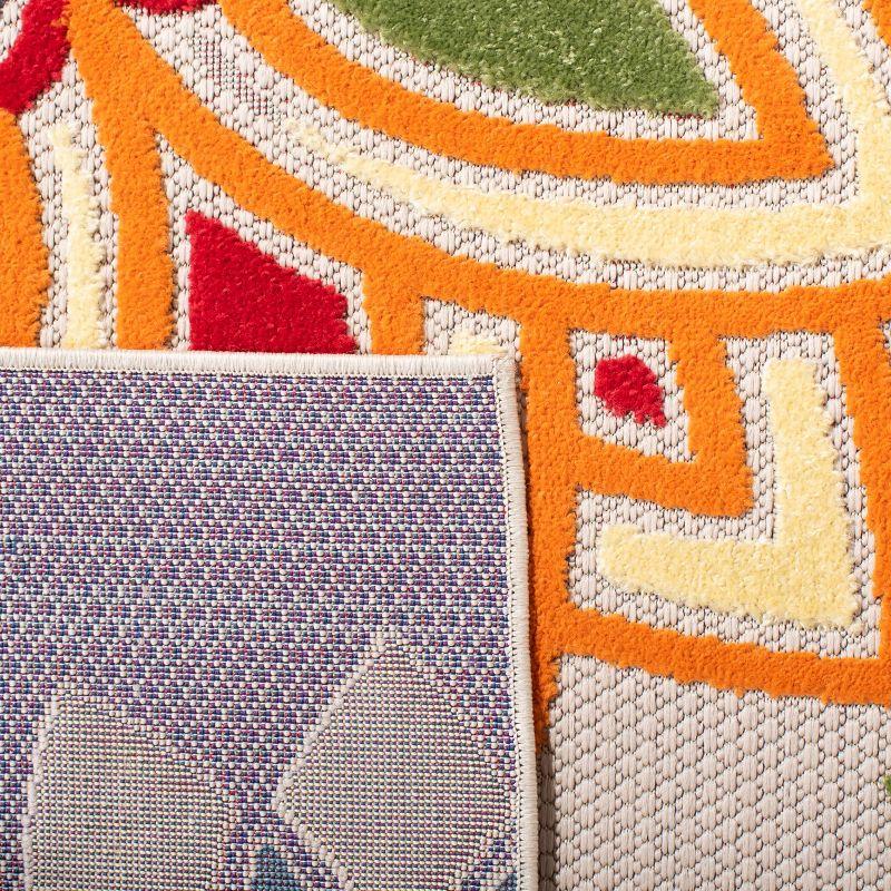 Cabana CBN328 Power Loomed UV Resistant Indoor/Outdoor Accent Rug - Ivory/Orange - 3'x3' - Safavieh