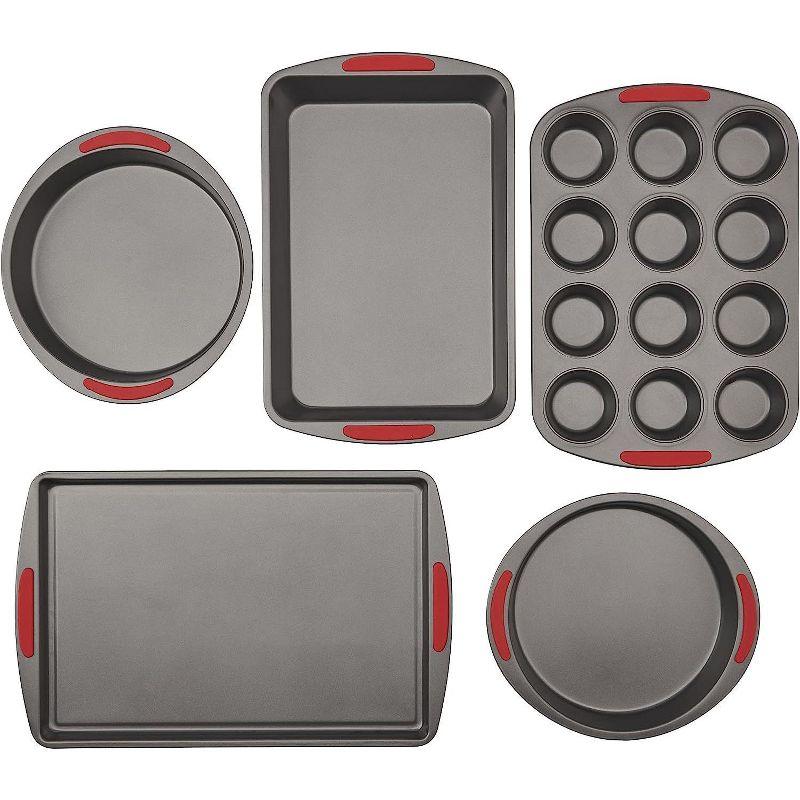 GoodCook Gray Nonstick Steel 5-Piece Bakeware Set with Silicone Grips