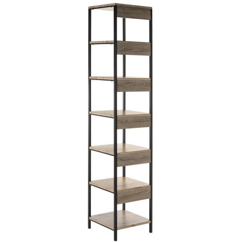 Lisa Retro Mid Century 7-Tier Etagere - Oak/Black - Safavieh