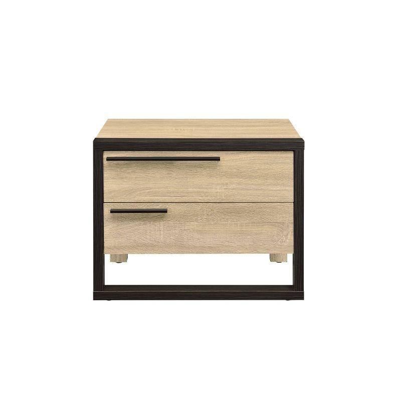 Acme Furniture 22" Erasto Accent Table Oak/Black Finish: Wood Composite Top, Metal Frame, No Assembly Required