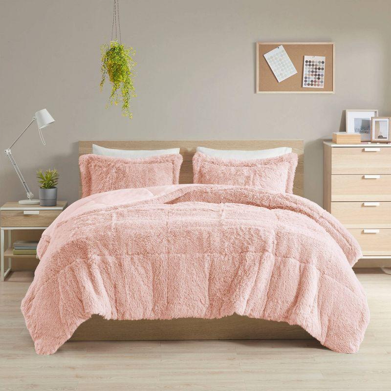 Intelligent Design Malea Shaggy Faux Fur Comforter Mini Set