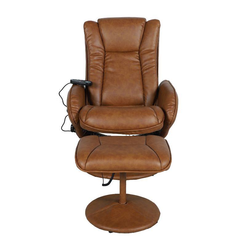 Emma and Oliver Massaging Multi-Position Plush Recliner with Side Pocket and Ottoman