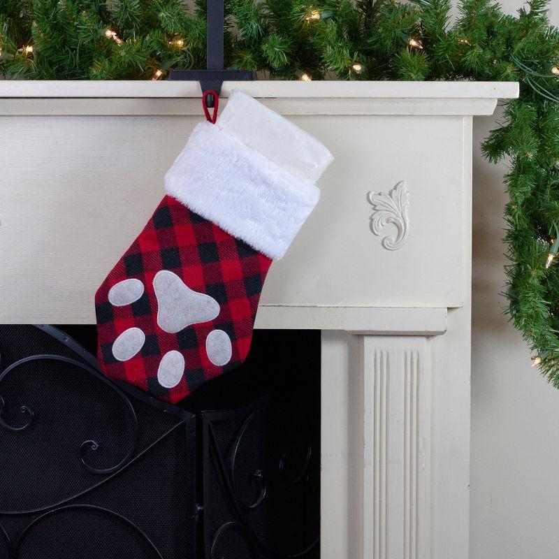 Red and Black Buffalo Plaid Pet Paw Christmas Stocking