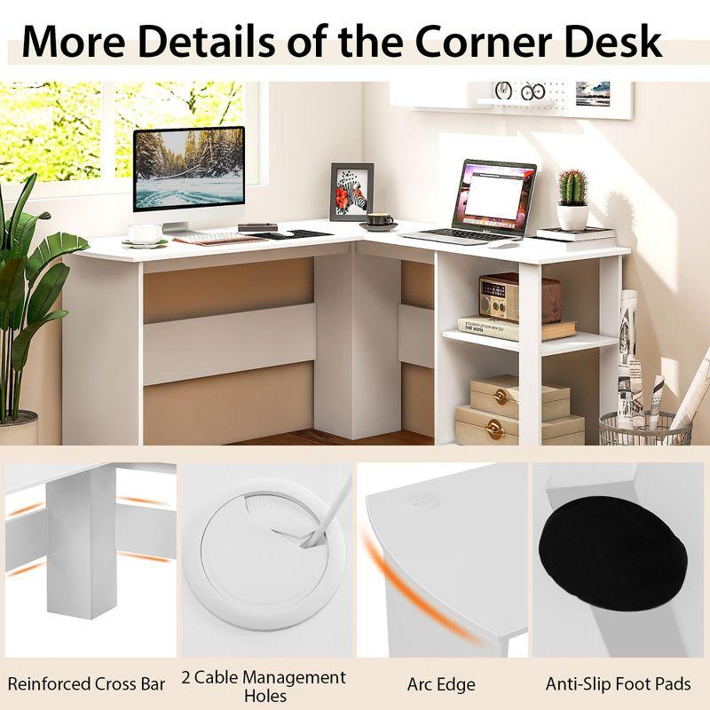 Costway L-shaped Corner Computer Desk Home Office Writing Workstation with Storage Shelves