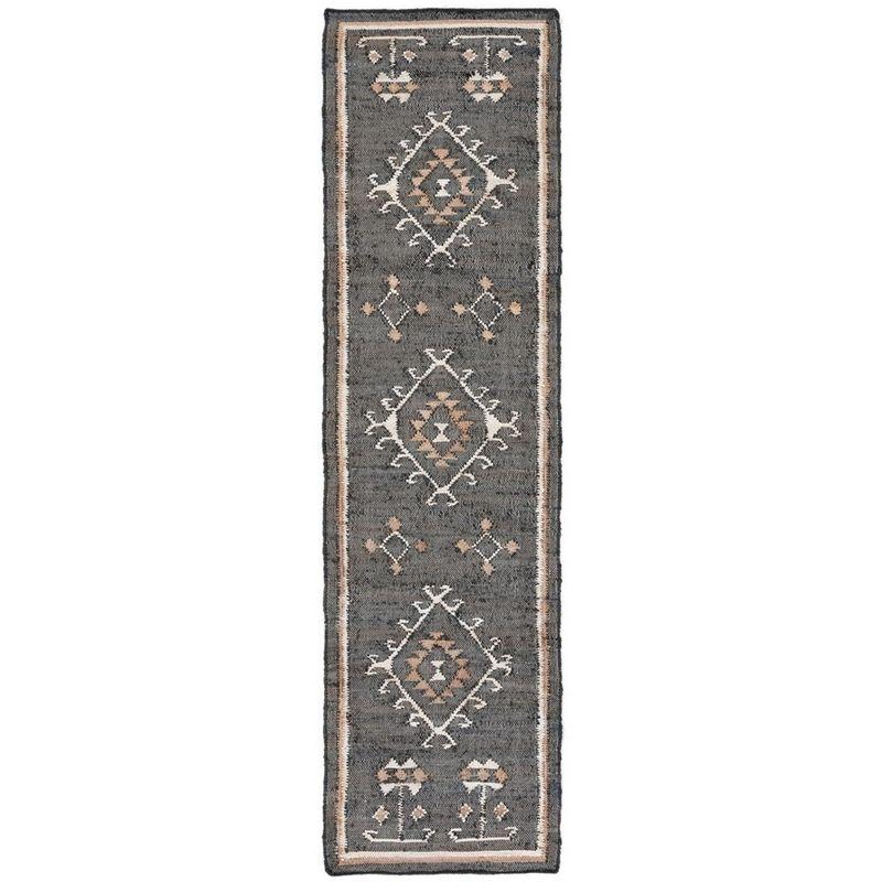 Kilim KLM762 Flat Weave Runner Rug - Black/Ivory - 2'3"x11' - Safavieh